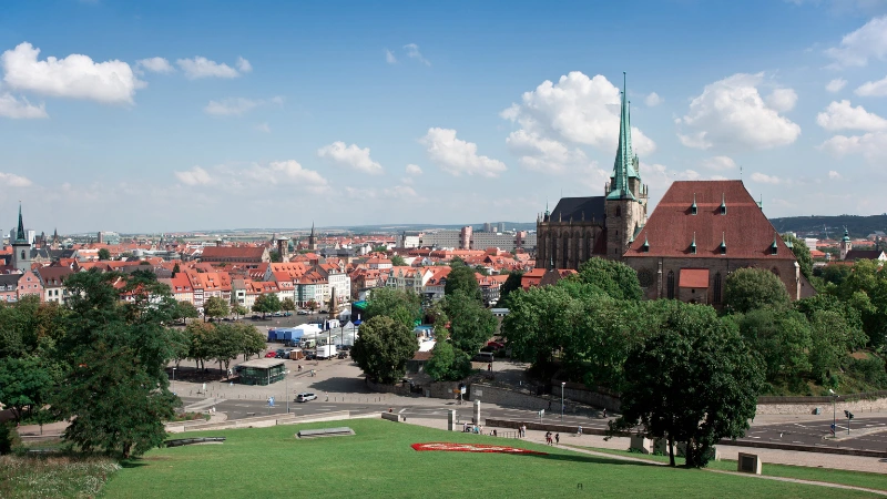 A landscape showing the city of Erfurt