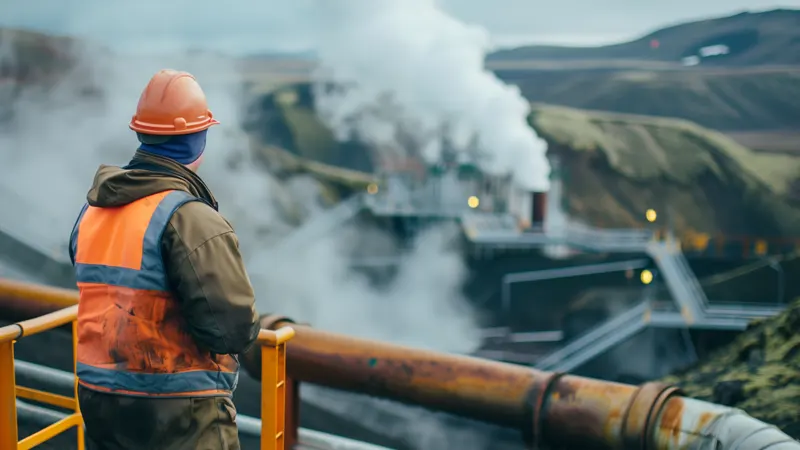 Man standing on a Geothermal Energy site 