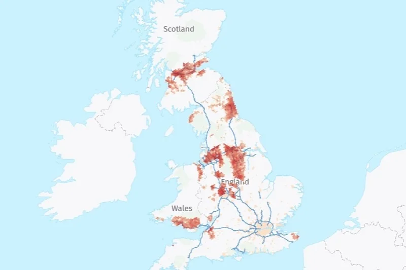 A map of mine geothermal potential across the UK.