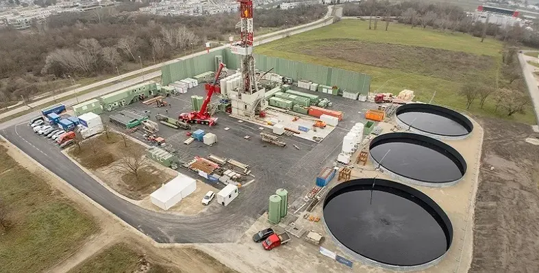 A wide picture of the drilling operations that have begun at the Vienna project.