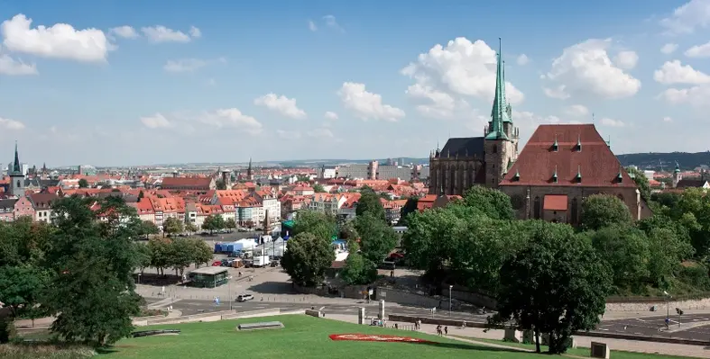 A landscape showing the city of Erfurt