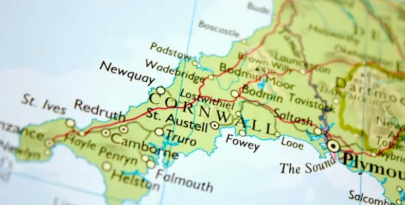 Map of Cornwall 
