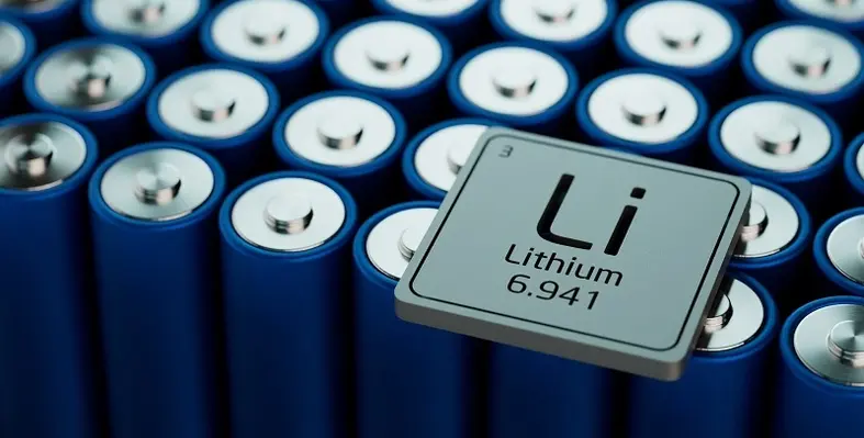 Image of lithium batteries with the symbol for lithium on top