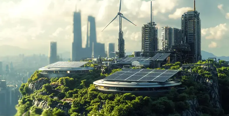 AI image of futuristic renewable energy power plant