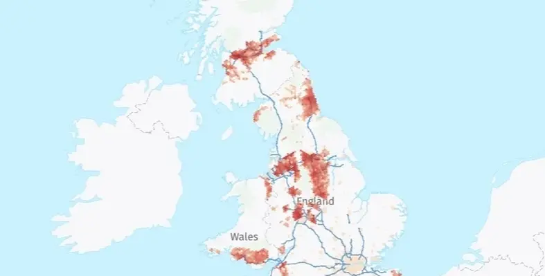 The interactive map provided by the Coal Authority and Ordnance Survey. (Image source: GOV.UK) A map of mine geothermal potential across the UK.
